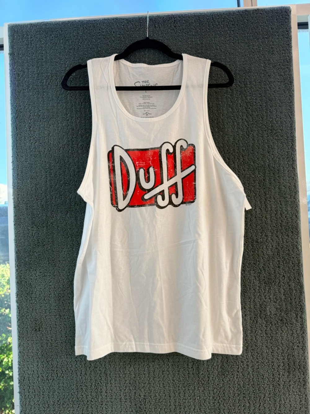 The Simpsons Duff Logo White Tank Top